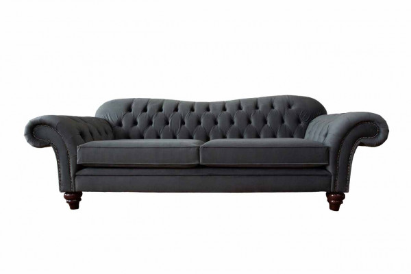 Chesterfield 3 Sëtzer Textil Design Sofa Canapé Polstersdaach Couchë Luxus