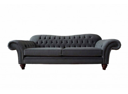 Chesterfield 3 Sëtzer Textil Design Sofa Canapé Polstersdaach Couchë Luxus