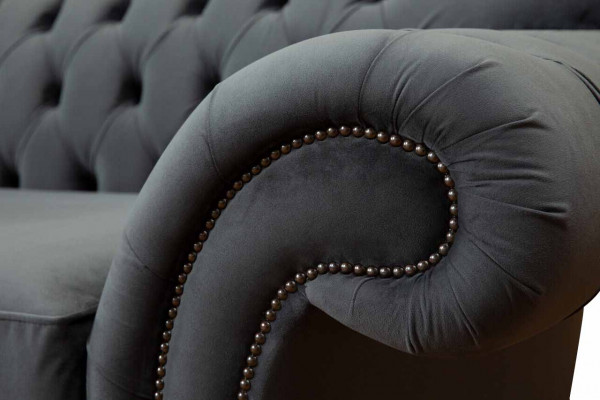 Chesterfield 3 Sëtzer Textil Design Sofa Canapé Polstersdaach Couchë Luxus
