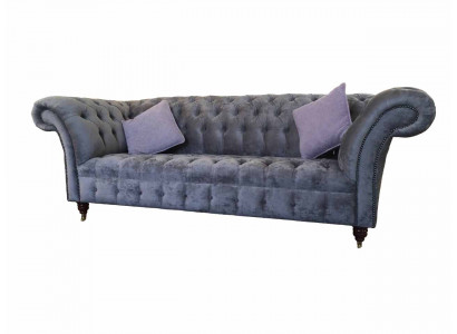 Sofa 3 Sëtz Chesterfield Sëtz Textil Stoff Couchen Sofa Polster Nei