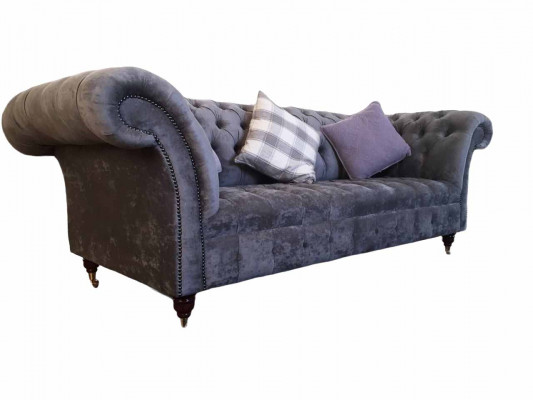 Sofa 3 Sëtz Chesterfield Sëtz Textil Stoff Couchen Sofa Polster Nei