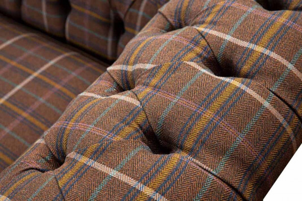 Chesterfield 3-Sëtzer Couch Polster Textil Couchen Wunnzëmmer Sofa Neien