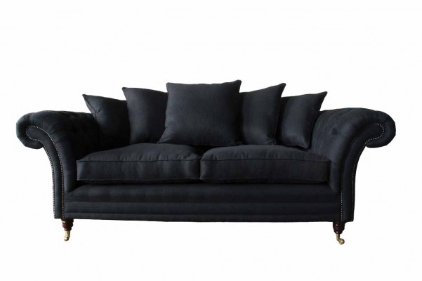 Canapé Stoff 3 Sëtzer Sofa Designer Sëtz Polster Schwarz XXL grouss