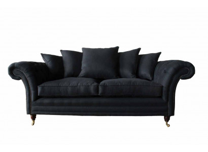 Canapé Stoff 3 Sëtzer Sofa Designer Sëtz Polster Schwarz XXL grouss