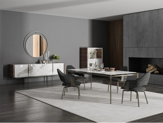 Luxus Iesszëmmer Set 8tlg Ariichtung Iessdësch Still 4x Holz Miwwelen Sideboard