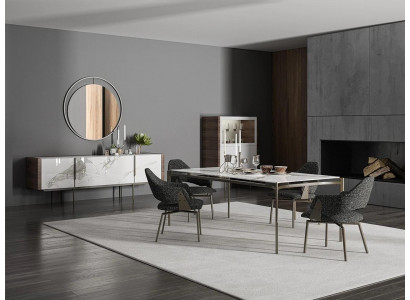 Luxus Iesszëmmer Set 8tlg Ariichtung Iessdësch Still 4x Holz Miwwelen Sideboard