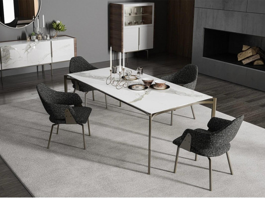 Luxus Iesszëmmer Set 8tlg Ariichtung Iessdësch Still 4x Holz Miwwelen Sideboard