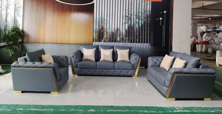 Sofagarnitur Chesterfield Couch Set 3+2+1 Stoff Sofa Couchen 3stéck Méiwel