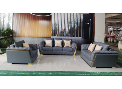 Sofagarnitur Chesterfield Couch Set 3+2+1 Stoff Sofa Couchen 3stéck Méiwel