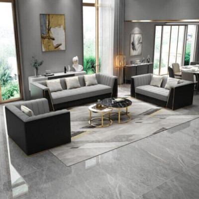 Canapé-Set Gro Couch Textil Medusa Stoffcouch Couches Sofa Miwwelen 3-Stéck
