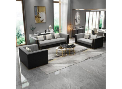 Canapé-Set Gro Couch Textil Medusa Stoffcouch Couches Sofa Miwwelen 3-Stéck