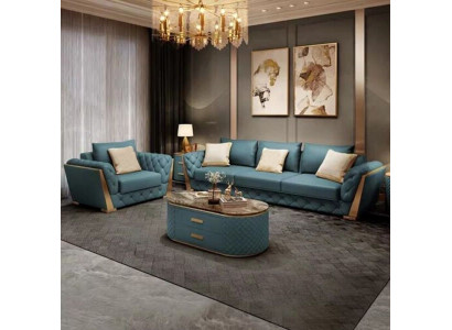 Sofa 3 Sëtz Wohnlandschaft Sofas Couch Polster Garnitur Stoff Modern Lieder