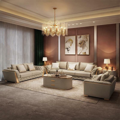 Design Wunnlandschaft Sofagarnitur 3+2 Sëtzer Ledersofa Wunnzëmmer