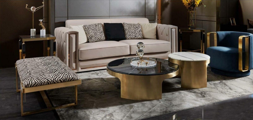 Hocker Zebra Wunnzëmmer Edelstol Neit Modern Design Miwwele Luxus