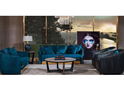 Sofa Garnitur 5-Stéck Set Sofa Sëtz Dësch Couch Modern Sofa Ledersofa