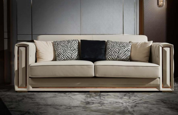 Chesterfield Sofa Beige Lieder Luxus Wunnzëmmer Design Couchen Polster