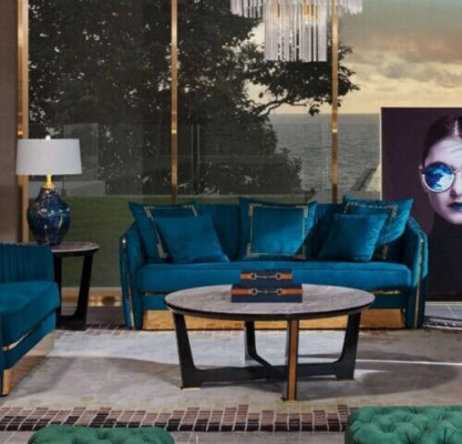 Designer Miwwel Sofa Couch 3 Sëtzer Polster Dekor Sofasen Wunnzëmmer Couchen