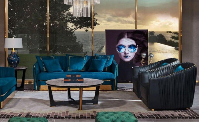 Designer Miwwel Sofa Couch 3 Sëtzer Polster Dekor Sofasen Wunnzëmmer Couchen