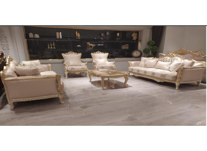 Luxuriéis 5-deeleche Sofagarnitur mat 3+3+1 Sëtzplazen an Dësch.