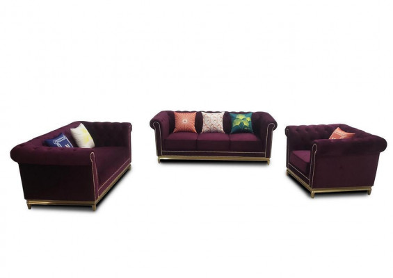 Chesterfield Wunnzëmmer Canapé Sofa Set Luxus Garnitur 3+2+1 Grupp Neit