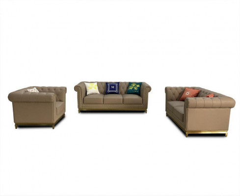 Chesterfield Wunnzëmmer Canapé Sofa Set Luxus Garnitur 3+2+1 Grupp Neit