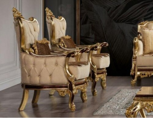 Sëtz Design Polster Sofa Barock Chesterfield Textil Stuff Nei Ouerensessel