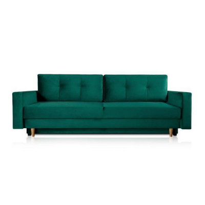 Funktionell a mega gemittlecht 3-Sëtzer-Schlofsofa a luxuriéisem Gréng.
