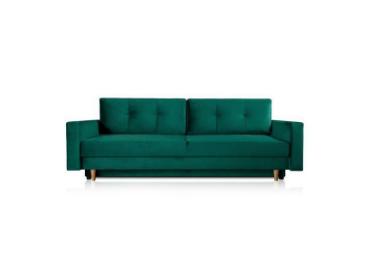 Funktionell a mega gemittlecht 3-Sëtzer-Schlofsofa a luxuriéisem Gréng.