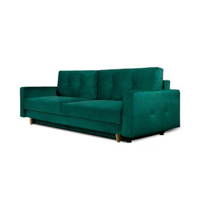 Funktionell a mega gemittlecht 3-Sëtzer-Schlofsofa a luxuriéisem Gréng.