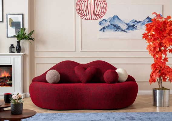 Lippen 3 Sëtzer Designer Sofa Couch Polster Sofas Couchen Textil Rout