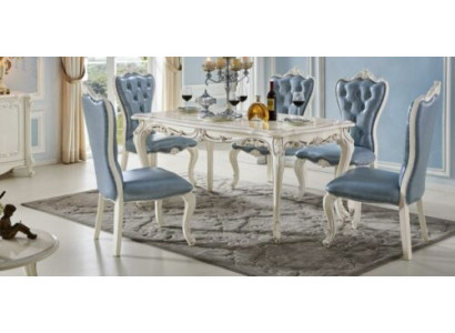 Kombinatioun Fauteuil Stull Set 6X Still Luxus Iesszëmmer Miwwelen Grupp Massivholz