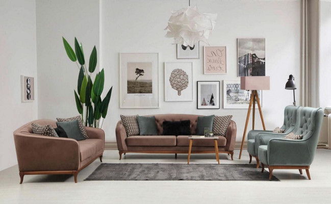 Garnitur Sofagarnitur Luxus Sofa 4+1 Sëtz Grupp Wunnzëmmer Stoff Design Miwwelen