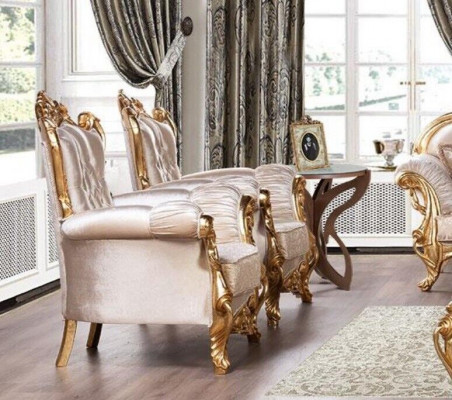 Fauteuil Ouerfauteuil Luxus Stoff Sëtz Sëtzer Design Polster Barock Textil Miwwelen