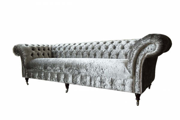 Dräisëtzer Canapé Chesterfield Canapé Samett Polster Sofa Wunnzëmmer Nei