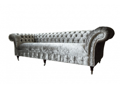 Dräisëtzer Canapé Chesterfield Canapé Samett Polster Sofa Wunnzëmmer Nei