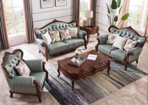 Sofagarnitur 3+2+1 Sëtz Chesterfield Miwwelen Wunnzëmmer Textil Sofa