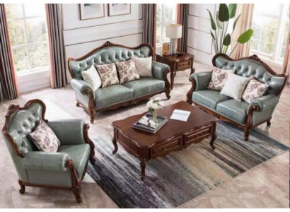 Sofagarnitur 3+2+1 Sëtz Chesterfield Miwwelen Wunnzëmmer Textil Sofa