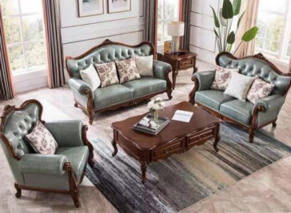 Sofagarnitur 3+2+1 Sëtz Chesterfield Miwwelen Wunnzëmmer Textil Sofa