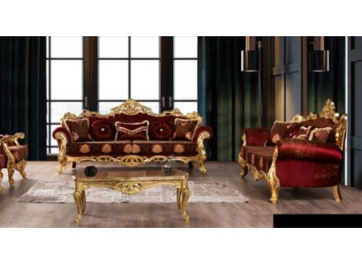 Sofagarnitur 3+3 Sëtzer Luxus Set Dräisëtzer Garnitur Sofaen Stoff Barock Grupp