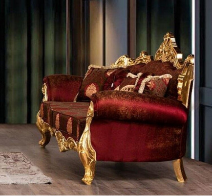 Sofagarnitur 3+3 Sëtzer Luxus Set Dräisëtzer Garnitur Sofaen Stoff Barock Grupp