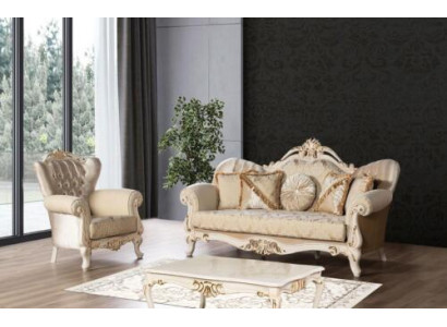 Sofa Couch Polster Stoff Couchen Polster Garnitur 3+1 Sëtzer + Couchtisch 3tlg.