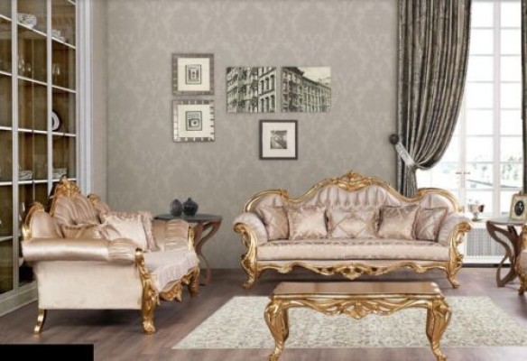 Luxus Sofagarnitur 3+3 Sëtzer Couchtisch Garnitur Set Sofa Fotell Sofas 2tlg.