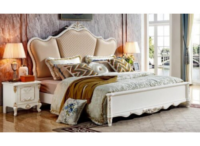 Bett Schlofkummer Set Design Wäiss Stil Liederbetter 2x Nuetsdësch 3tlg