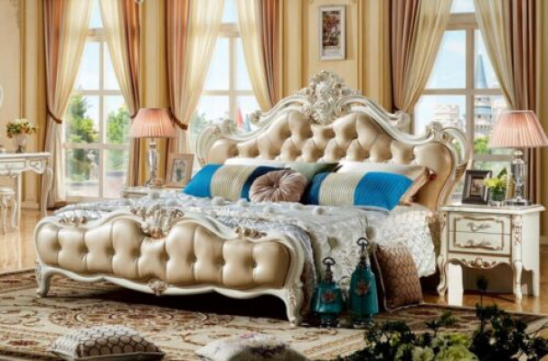 Barock Schlofzëmmer 3tlg. Set Bett + 2x Konsolnebiertisch Better