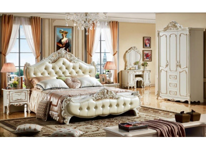 Chesterfield Schlofkummer Bett Design Better Luxus Miwwelen 3tlg. Nuetsdësch