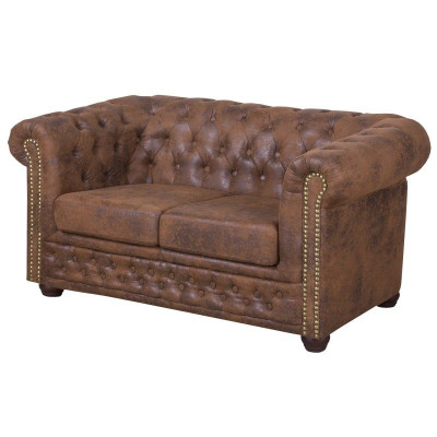 Chesterfield York Gobi 2-Sëtz Lieder Canapé Polster Sofas Couchen Nei