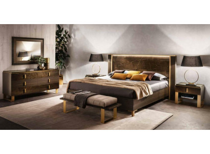 Bett Nopeschdësch Kommode 4-deel Schlofzëmmer Set Deko Design Modern Luxus