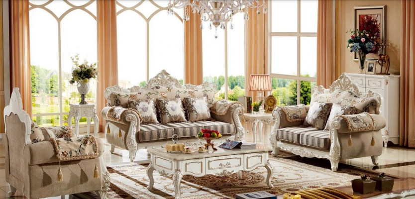 Klassesch Design Sofagarnitur 3+2+1 Sëtzer Garnitur Sofa Sofae 3 Stéck Set