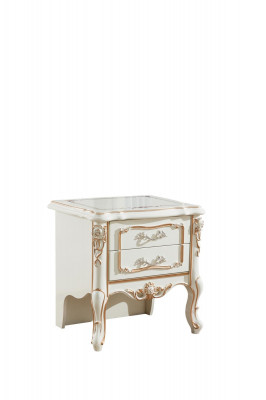 Elegant Luxus Nuetsdësch mat wäiss-gëllener klassescher Handwierksaart