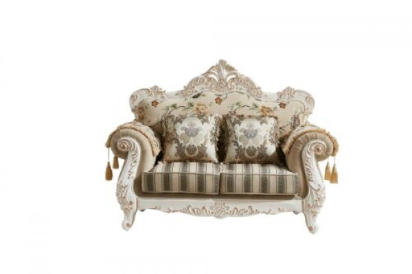 Sofa 2-Sëtz Beige Luxus Polster Stoff Wunnzëmmer Klassesch Couch